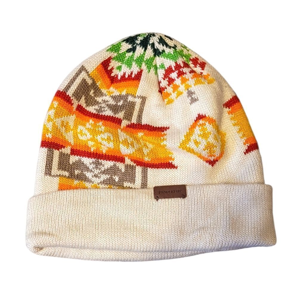 Pendleton Unisex Cream Tribal Knit Beanie OS